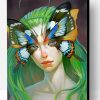 Butterfly Green Girl Paint By Number