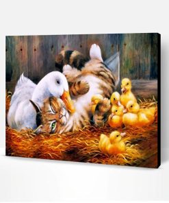 Cat And Duck Family Paint By Number