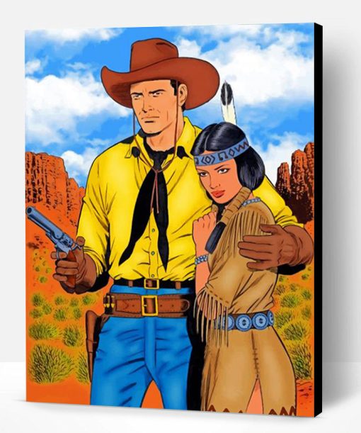 Cowboy Man And Native Woman Paint By Number