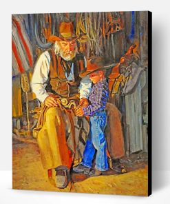 Cowboy And His Grandfather Paint By Number