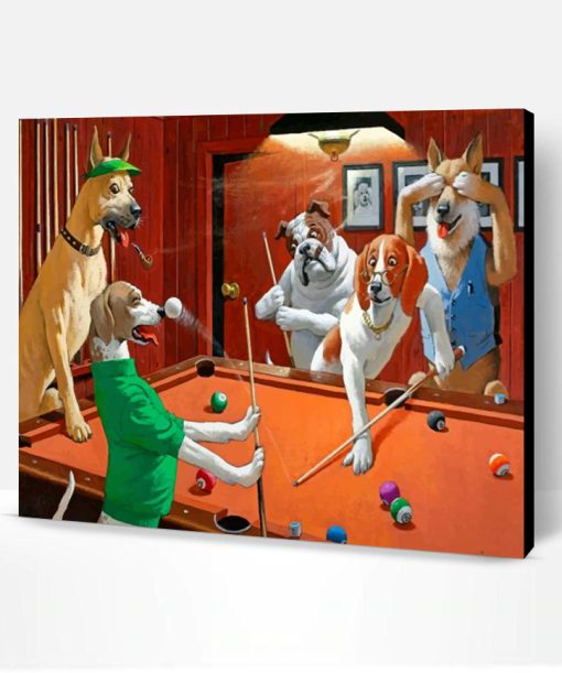 Dogs Playing Pool Paint By Number