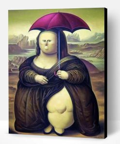 Fat Mona Lisa Holding An Umbrella Paint By Number