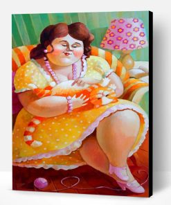 Fat Woman With Her Pet Paint By Number