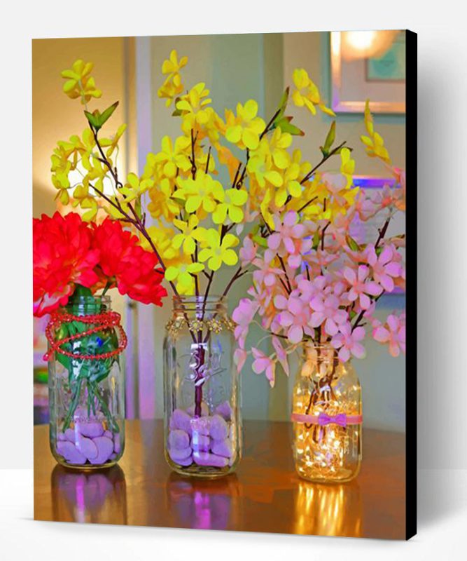 Flowers In Mason Jars Paint By Number