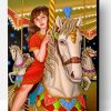Girl On A White Carousel Paint By Number