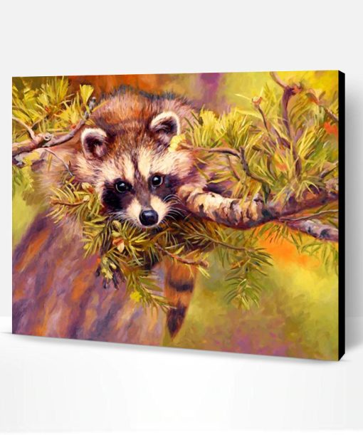 Raccoon On Tree Paint By Number