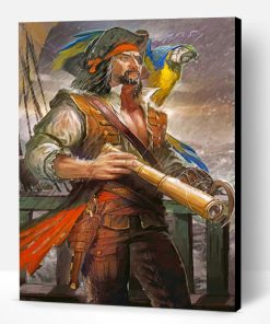 Pirate With Parrot Paint By Number