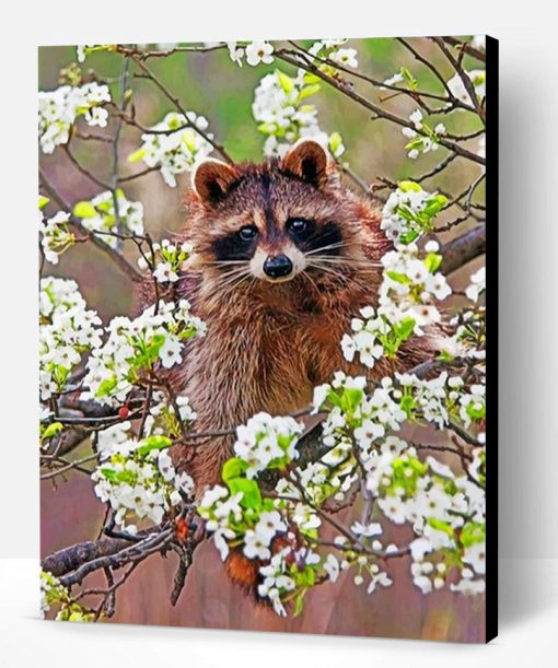 Raccoon In Blossoms Paint By Number