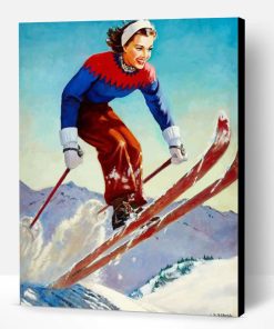 Skiing Girl Jump Paint By Number