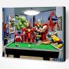 Superheroes Playing Pool Paint By Number