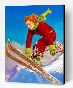 Vintage Skiing Girl Paint By Number