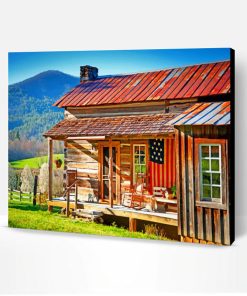Western Cabin Scene Paint By Number