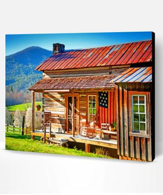 Western Cabin Scene Paint By Number