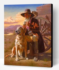 Western Old Man And His Dog Paint By Number