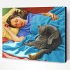 Woman And Cat Sleeping Paint By Number