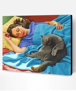 Woman And Cat Sleeping Paint By Number