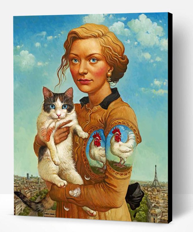 Woman Holding Her Cat Paint By Number