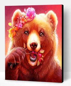 Bear And Flowers Paint By Number