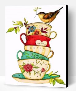 Bird On Teacups Paint By Number