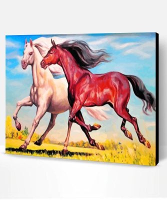 Brown And White Horses Paint By Number