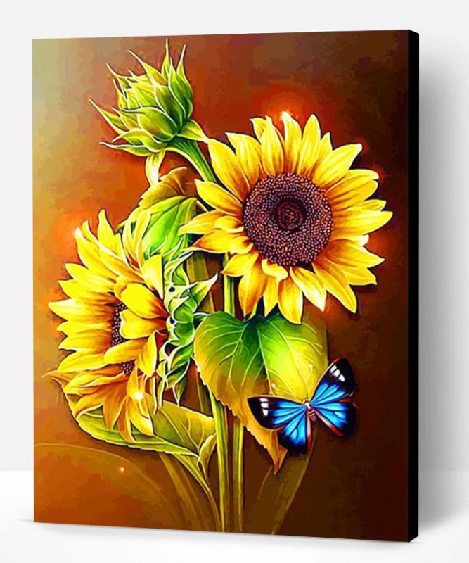 Butterfly On Sunflowers Paint By Number