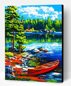 Canoe By Lake Paint By Number