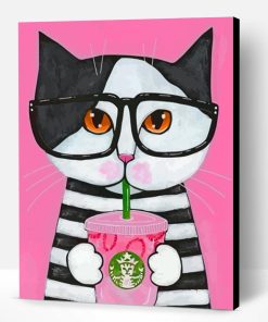 Cat Drinking Coffee Paint By Number