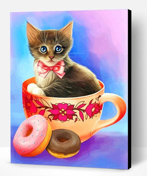 Cat In Coffee Cup Paint By Number