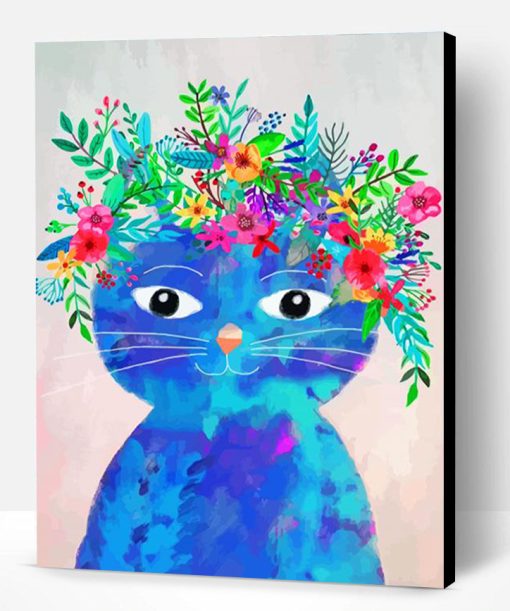 Cat With Flowers Paint By Number