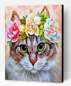 Cat With Flowers Paint By Number