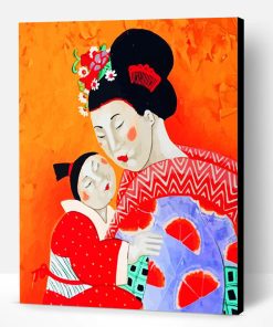 Japanese Woman And Kid Paint By Number
