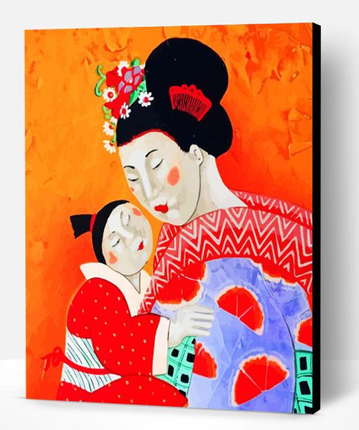 Japanese Woman And Kid Paint By Number