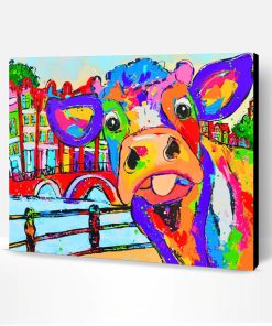 Colorful Cow In Amsterdam Paint By Number