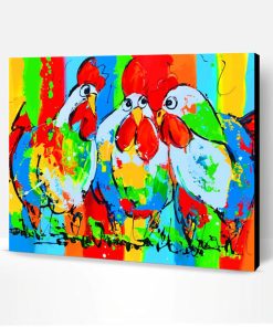Colorful Roosters Paint By Number