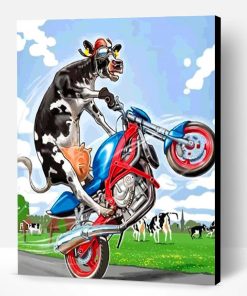 Cow On Motorcycle Paint By Number