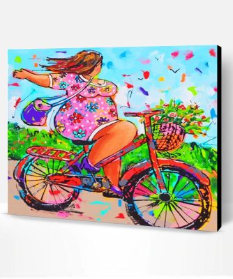 Fat Woman On Bicycle Paint By Number