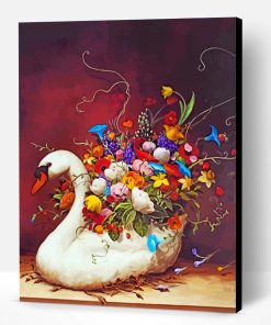 Floral Swan Bird Paint By Number