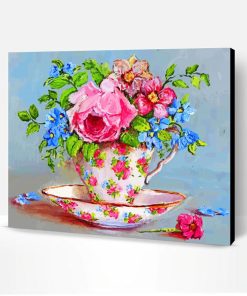 Floral Tea Cup Paint By Number