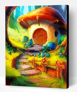 Forest Mushroom House Paint By Number