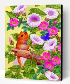 Hamster And Flowers Paint By Number