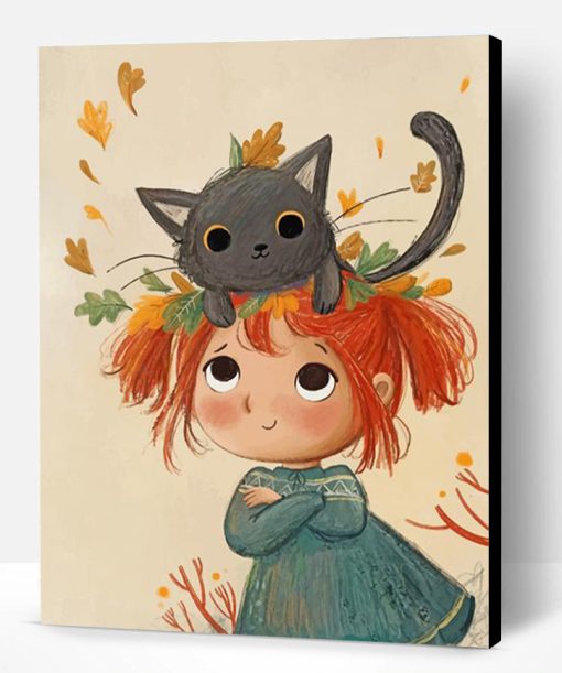 Little Girl And Cat Paint By Number