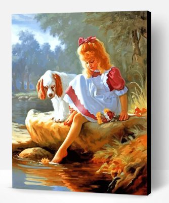 Little Girl And Dog Paint By Number