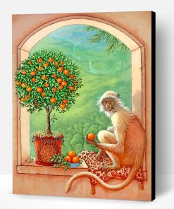 Monkey And Orange Tree Paint By Number