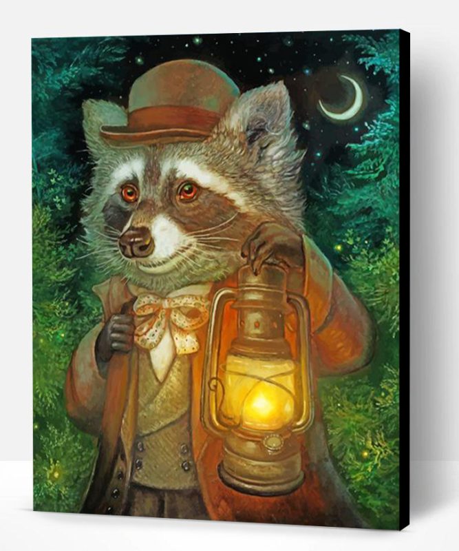 Mr Raccoon And Lantern Paint By Number