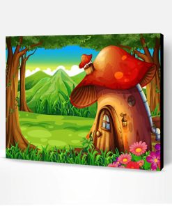 Mushroom House Illustration Paint By Number