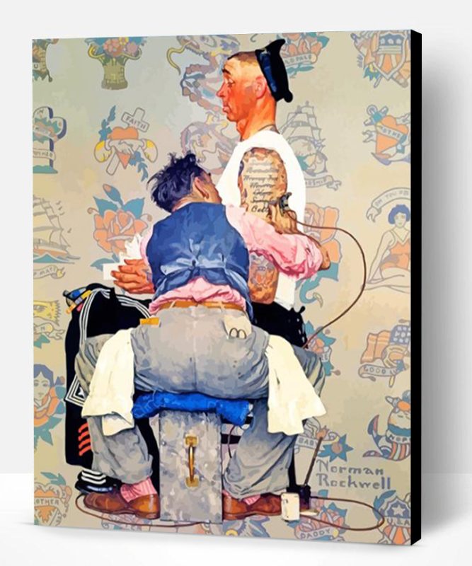 Norman Rockwell With The Tattoo Guy Paint By Number