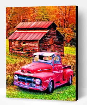 Old Red Ford Truck Paint By Number