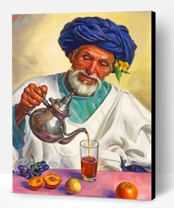 Old Moroccan Man Pouring Tea Paint By Number