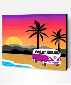 Purple Volkswagen Bus Paint By Number