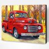 Red Pick Up Truck Paint By Number